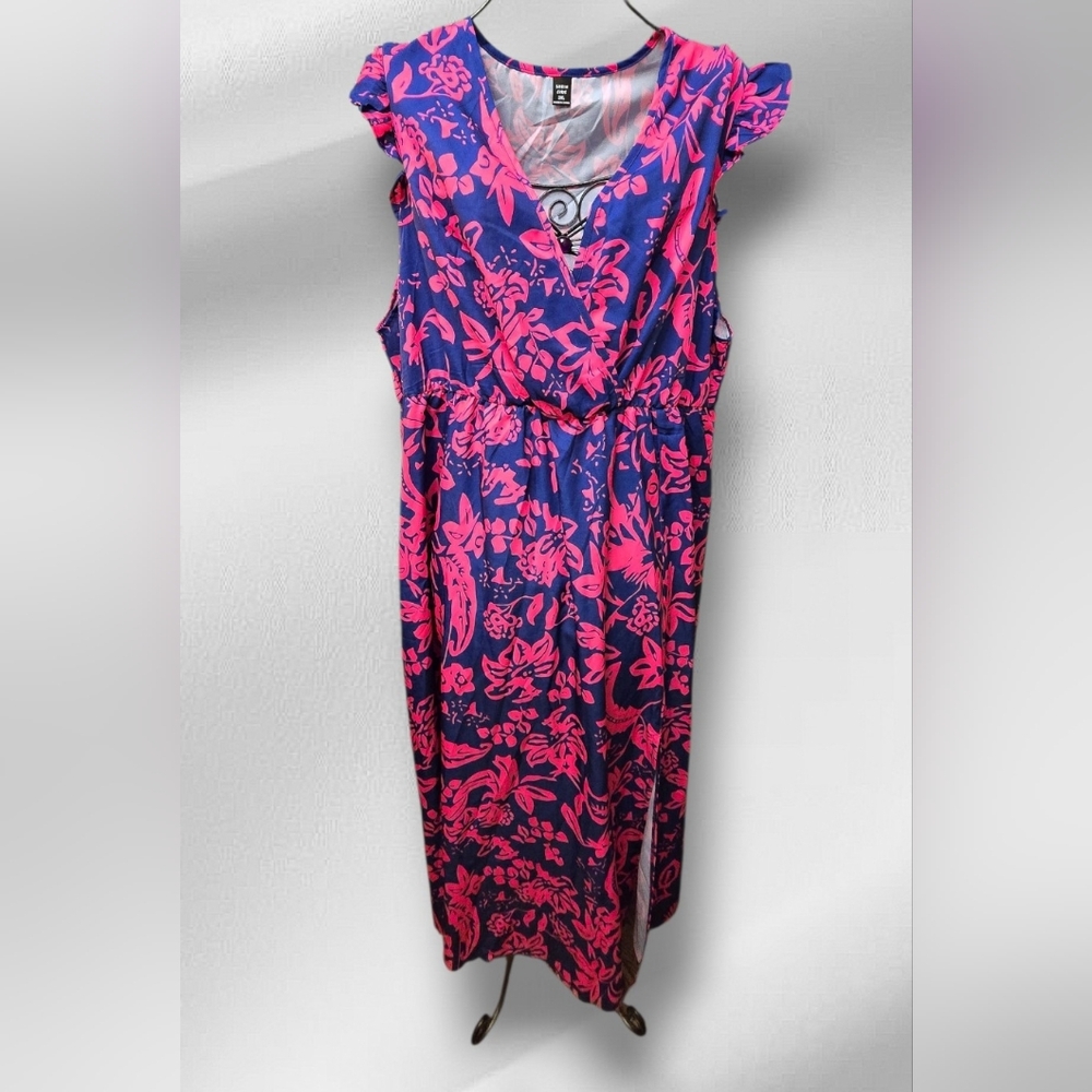Floral Pink and Blue Women's Dress Size 3x